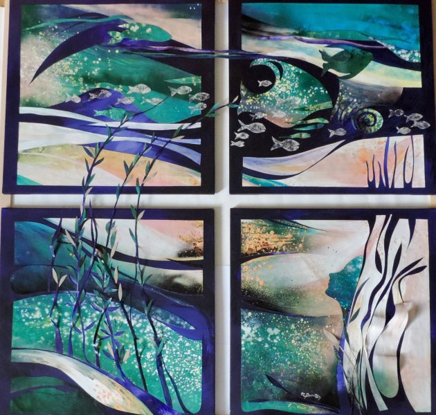 1 UNDERWATER 125 x 125 tecnica mista su tela